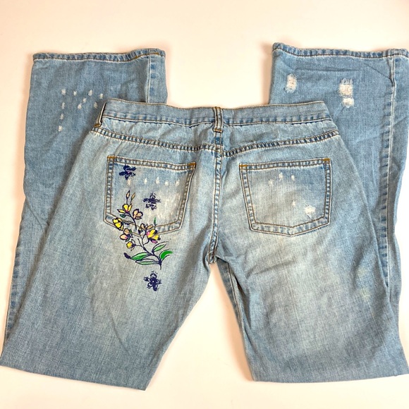 LILU 🌸 women’s jeans, size 3, distressed flower/bead boho look - Picture 5 of 13